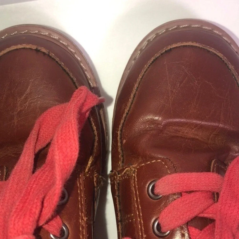 Brown Faux‎ Leather with Red Laces Boots Size 13